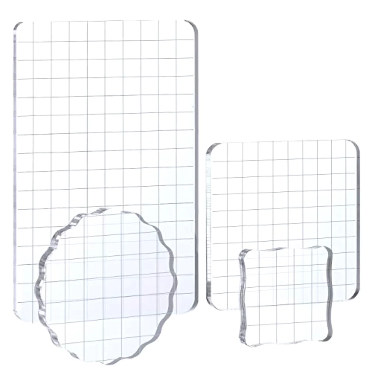 Large Acrylic Stamp Block Clear Stamping Tools Set with Grid Lines for Art