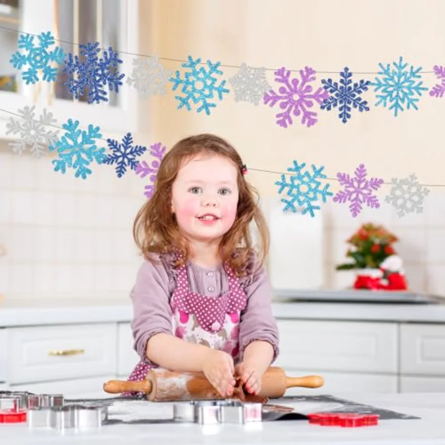 48Pcs Christmas Paper Cut-Outs Double-Sided Glitter Blue Purple Silver, view 4