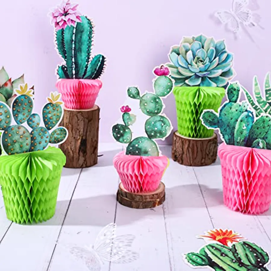 10Pcs Cactus Honeycomb Table Centerpieces Potted Succulent Paper Decor, view 4