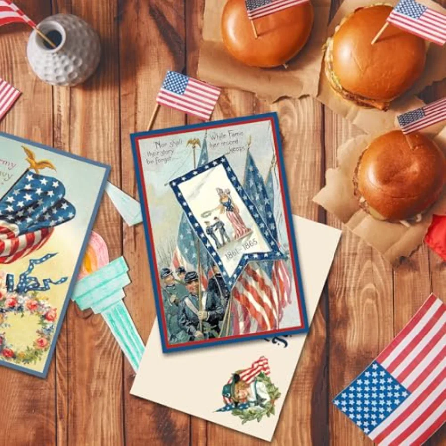 40 Pcs Patriotic Blank Postcards Vintage American Flag Post Cards, view 3