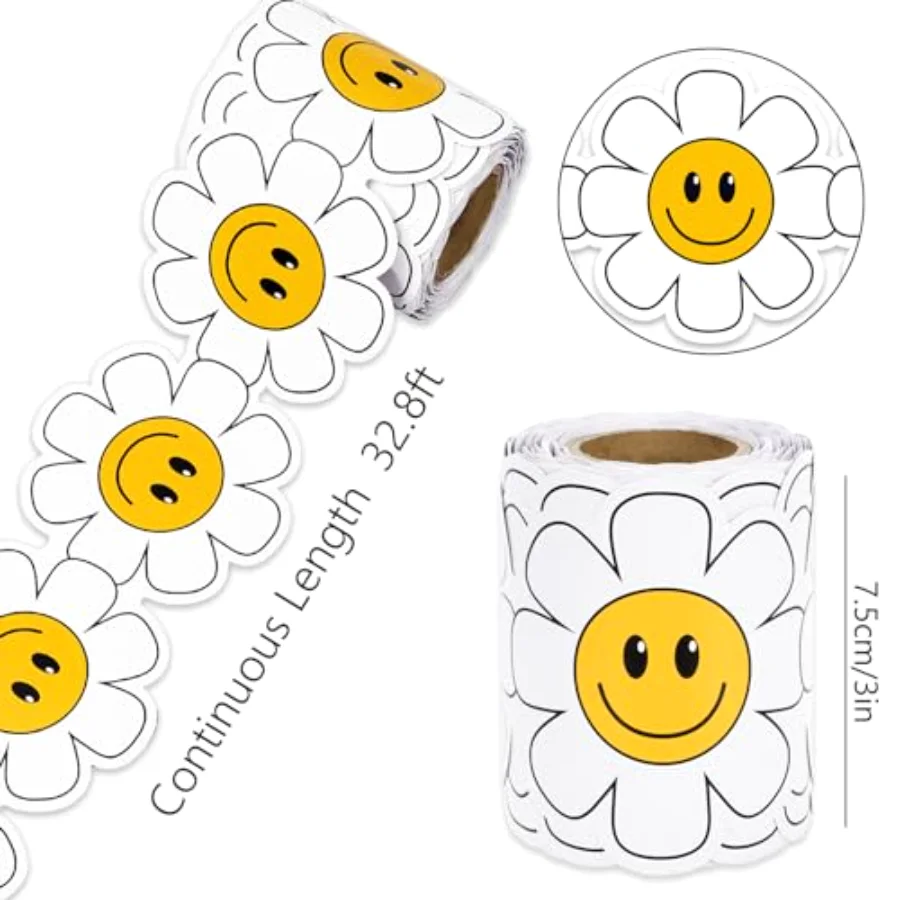 32.8 Ft Daisy Flower Bulletin Board Border Cartoon White Yellow Floral Die, view 2