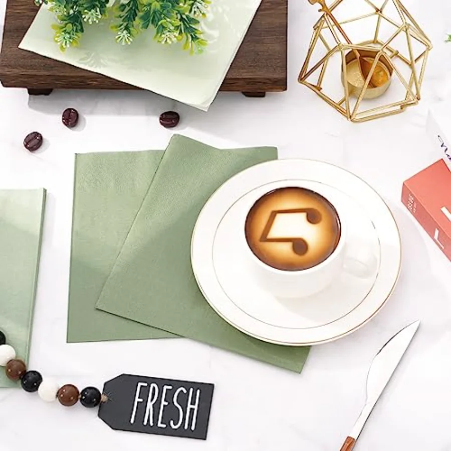 150 Pack Sage Green Paper Napkin 3 Sage Green Colors Disposable Luncheon, view 4