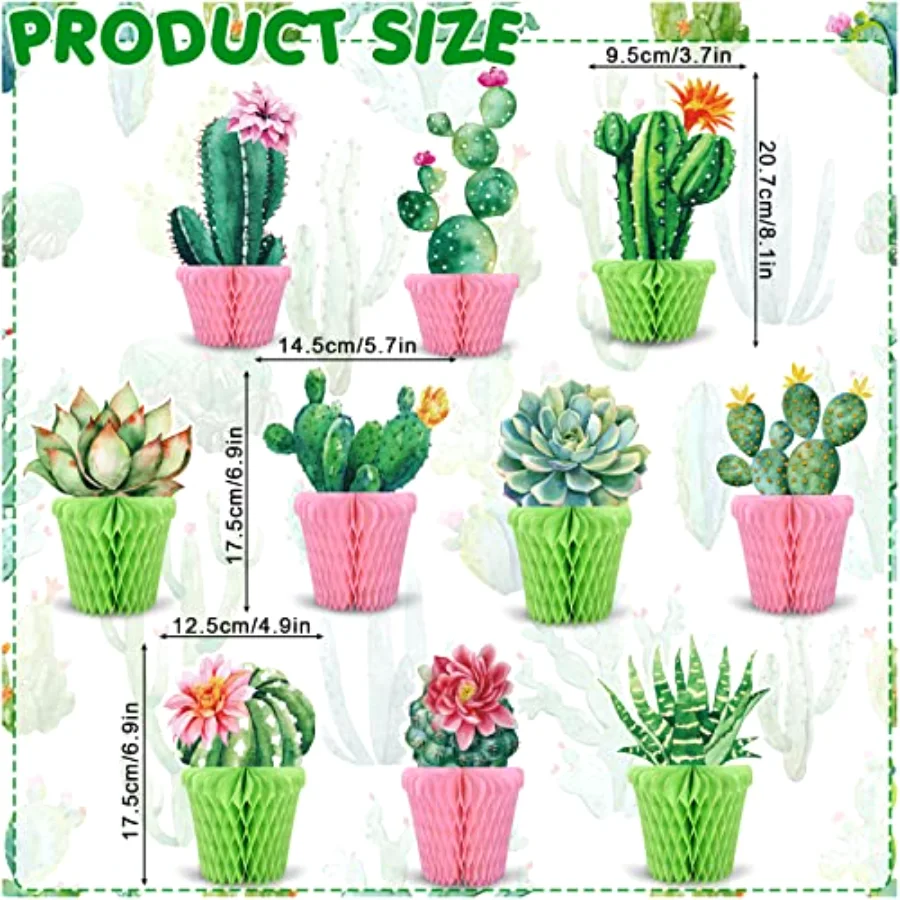 10Pcs Cactus Honeycomb Table Centerpieces Potted Succulent Paper Decor, view 2