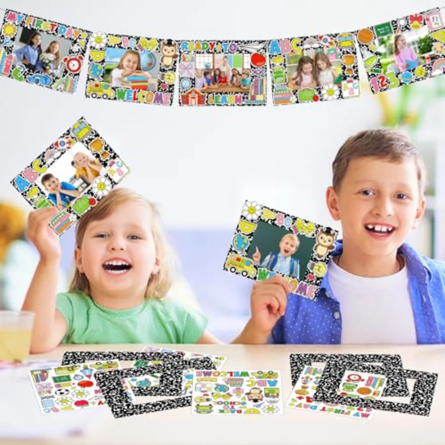 24 Packs Back to School Picture Frame Craft Kits with Stickers Composition, view 4