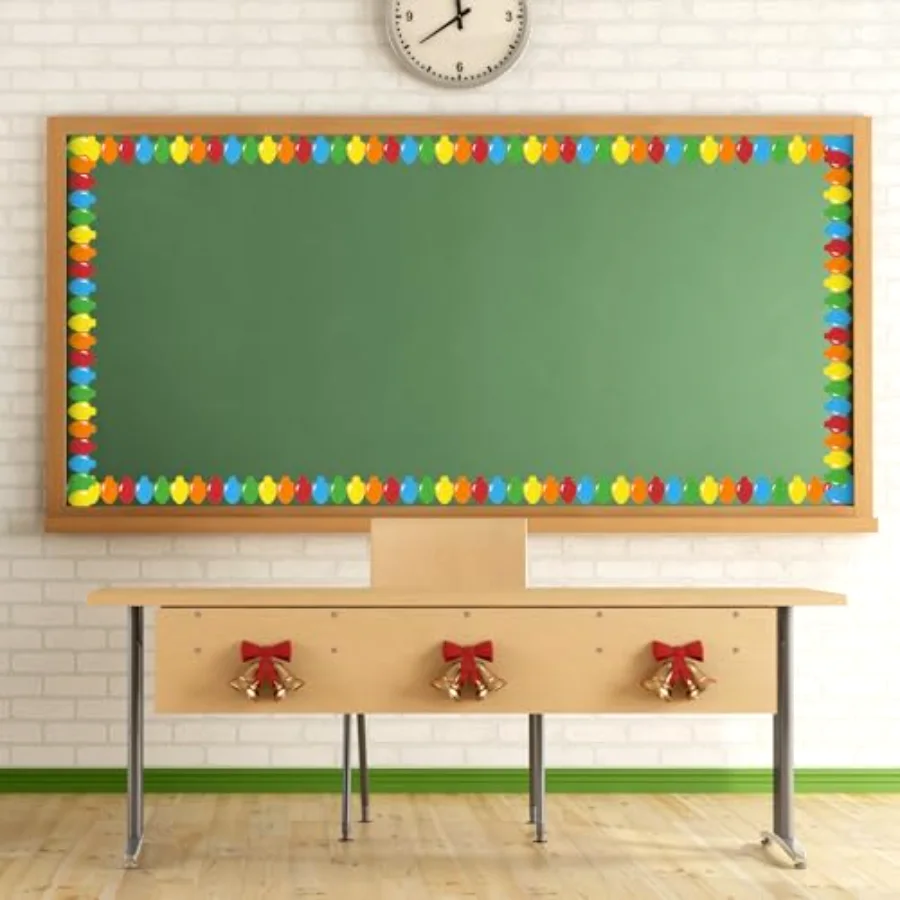 32.8ft Christmas Bulletin Board Border Glitter Colorful Light Bulbs, view 4