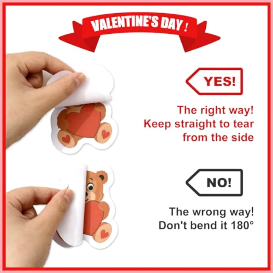 24 Pack Valentine's Day Sticky Notes Memo Pads Red Heart Animal 12 Designs, view 3