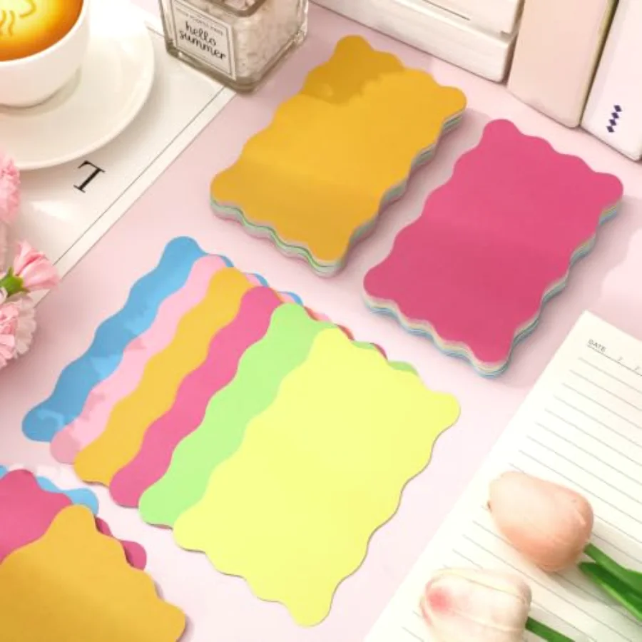 120Pcs Vibrant Scalloped Index Cards, view 4