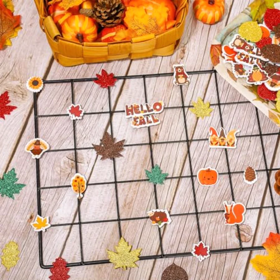 600Pcs Hello Fall Foam Stickers Autumn Animal Maple Leaves Glitter Foam, view 4
