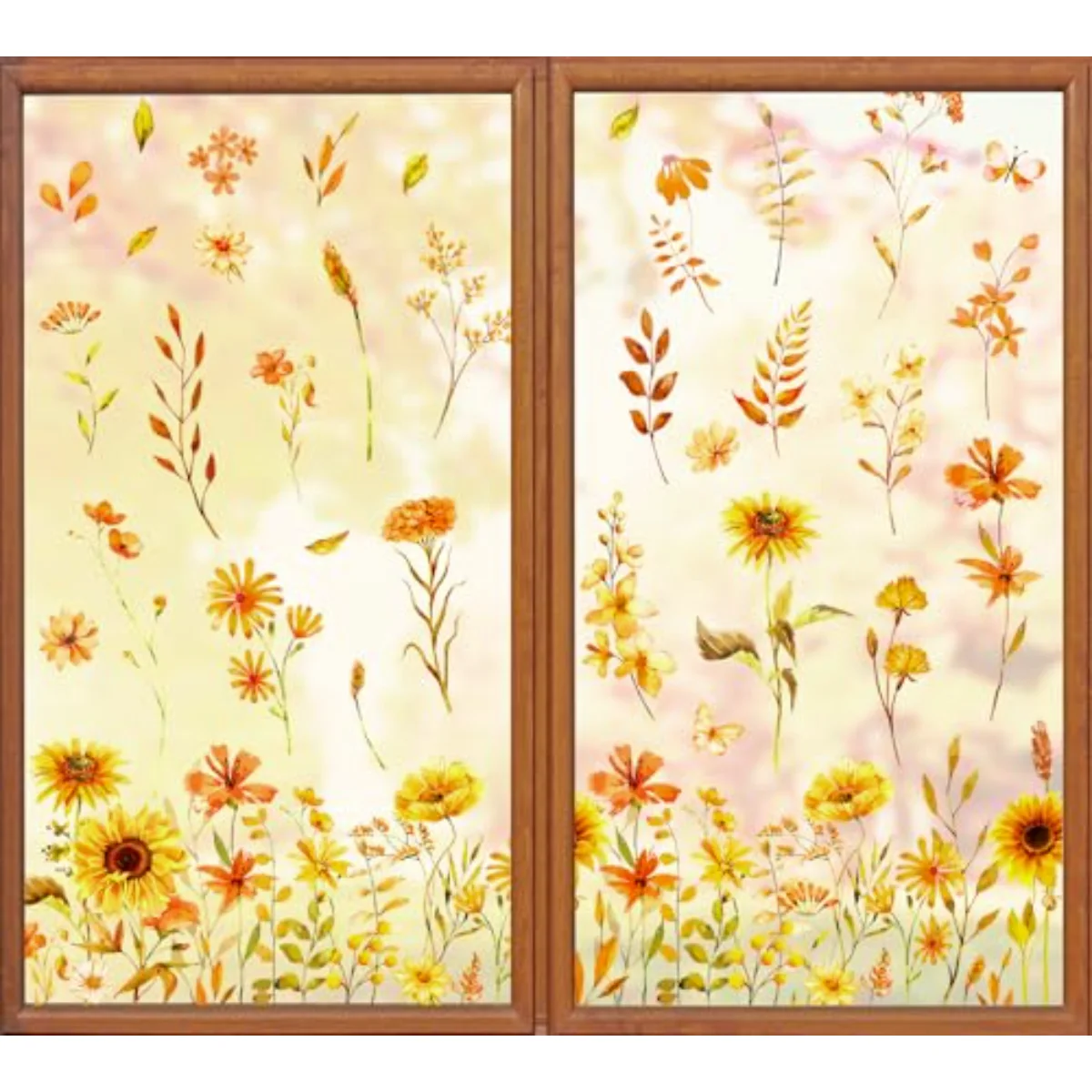 Fall Sunflower Window Clings Sunflower Wildflower Reusable Window Decals