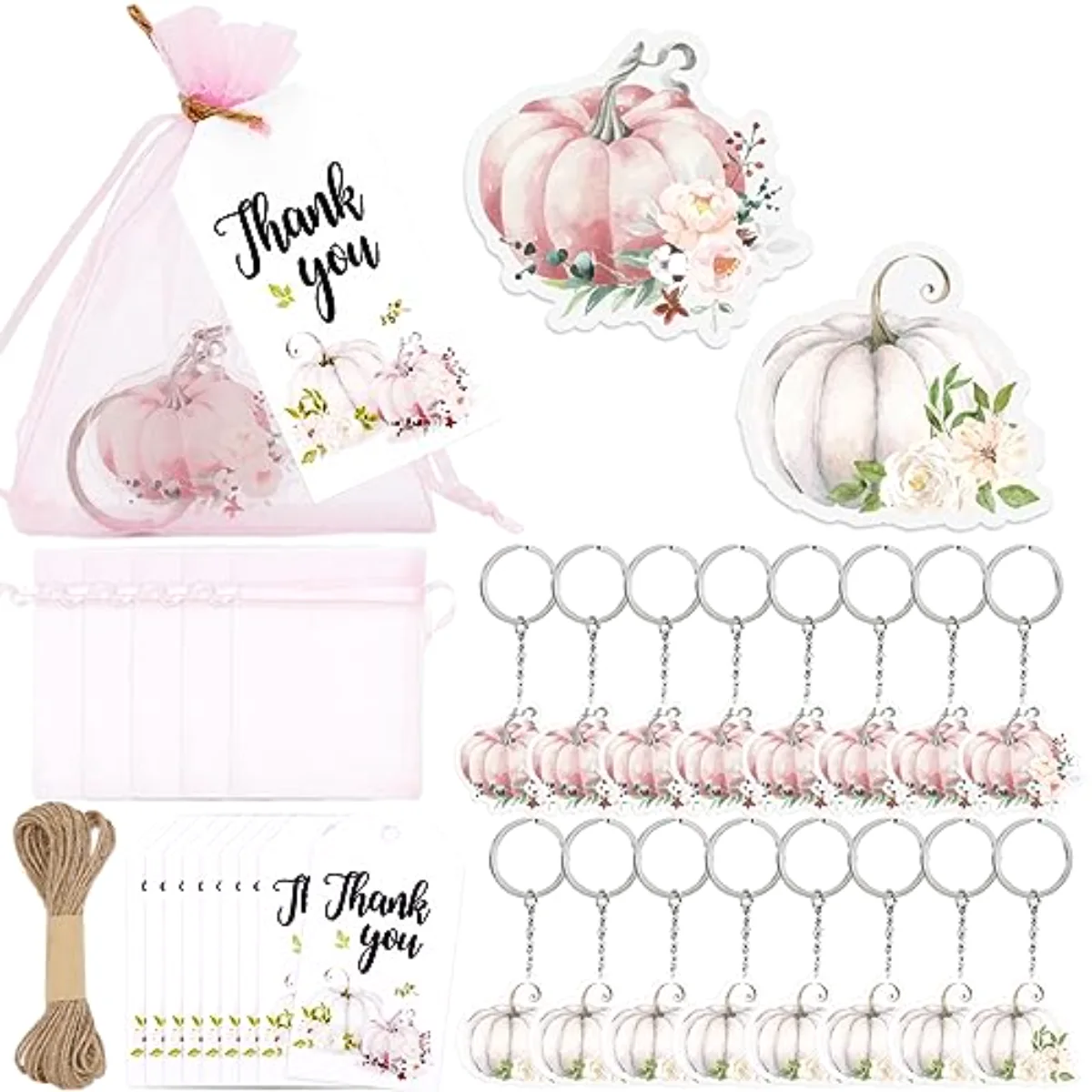 24 Set Fall Pumpkin Baby Shower Party Favors Pink Little Pumpkin Key