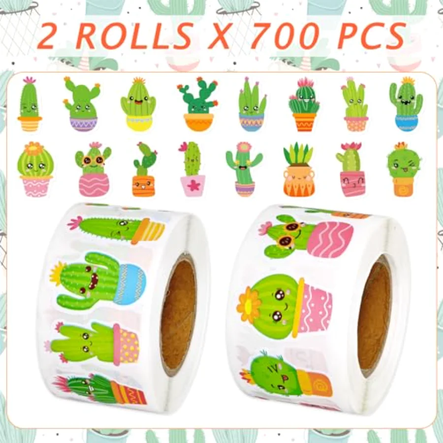 1400Pcs Cactus Paper Stickers 16 Designs Succulent Plant Decals Cute, view 2