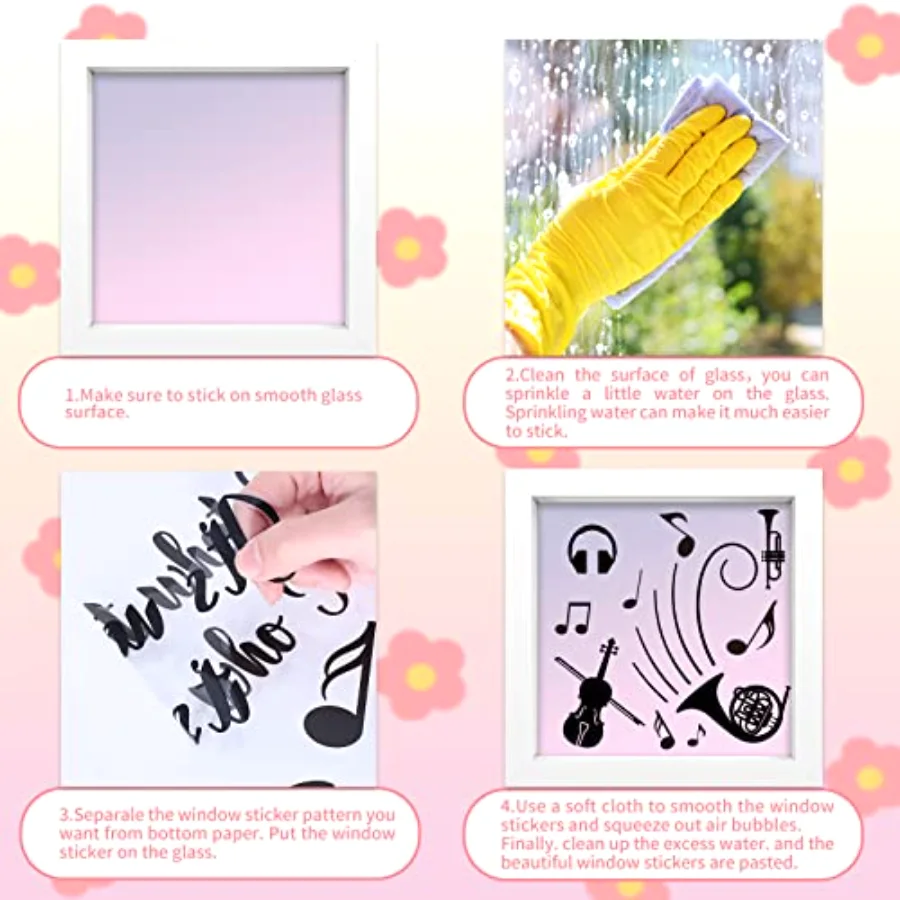 9 Sheets Musical Notes Window Clings Musical Note Sayings Window Decals, view 3