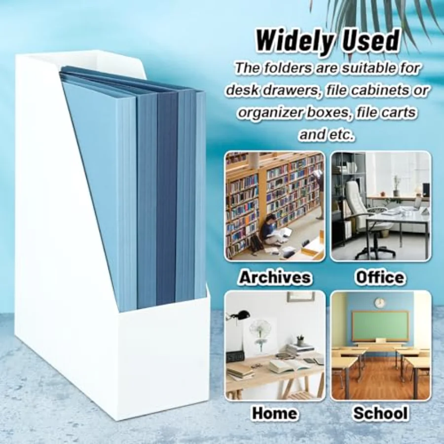 Dusty Blue File Folders Letter Size 12 Packs 3 Colors Gradient Blue File, view 4