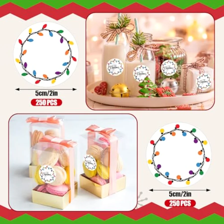 Christmas Direct Thermal Labels Winter Bulbs Coding Label Stickers Xmas, view 2