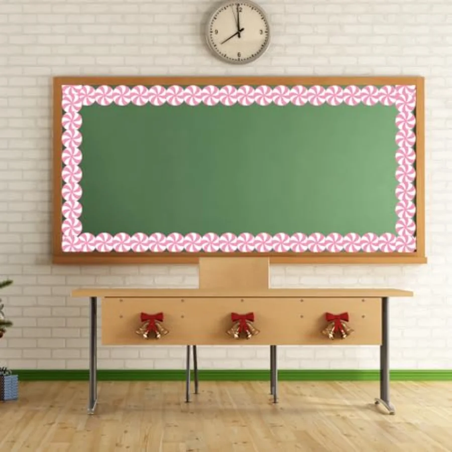 32.8ft Christmas Bulletin Board Border Pink White Candy Shaped Die-Cut, view 4