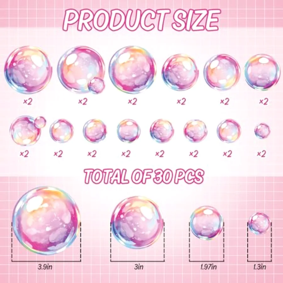 30Pcs Bubble Non Slip Bathtub Stickers Under The Sea Cartoon Bubble Safety, view 2