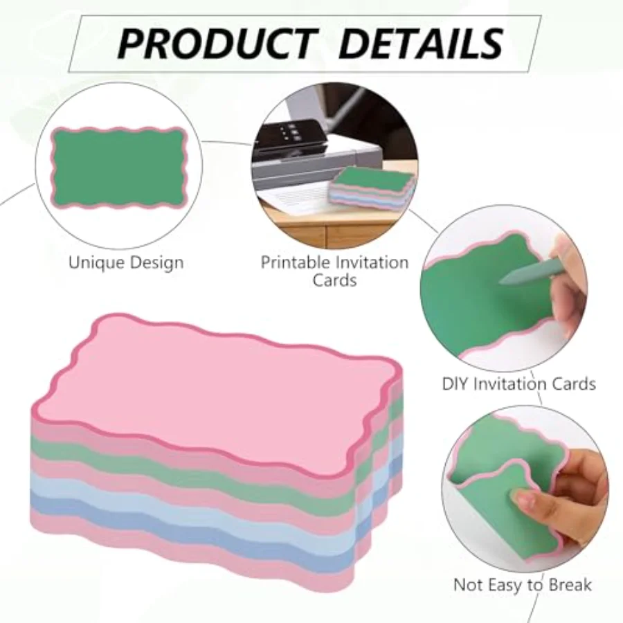 120 Pack Scalloped Index Cards 3 x 5 Inch Colored Cardstock Flashcard, view 3
