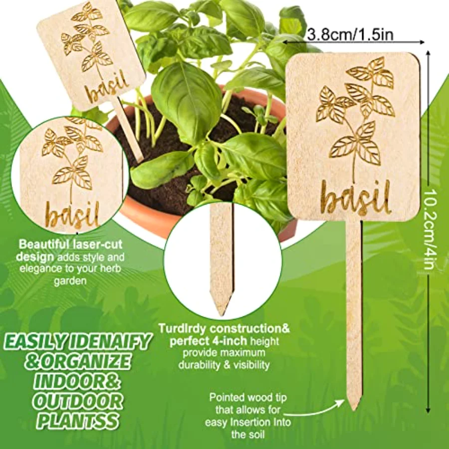 24Pcs Wooden Plant Label Signs Planted Herb Garden Markers Plant Stake, view 2