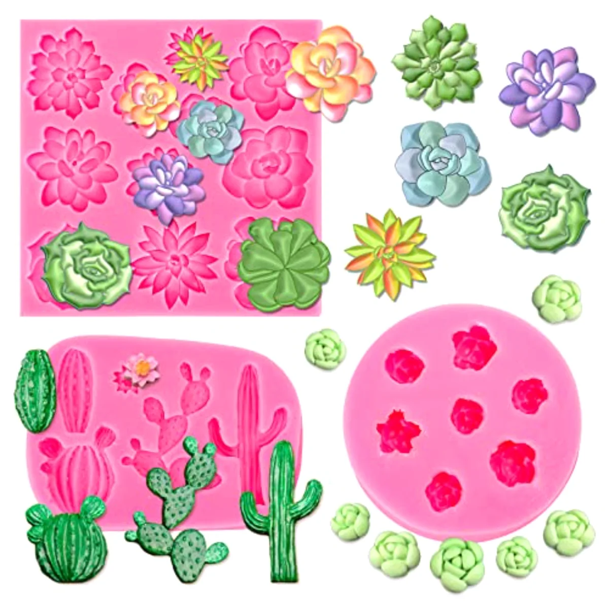 Succulent Fondant Molds 3D Silicone Cactus Succulents Leaves Moulds