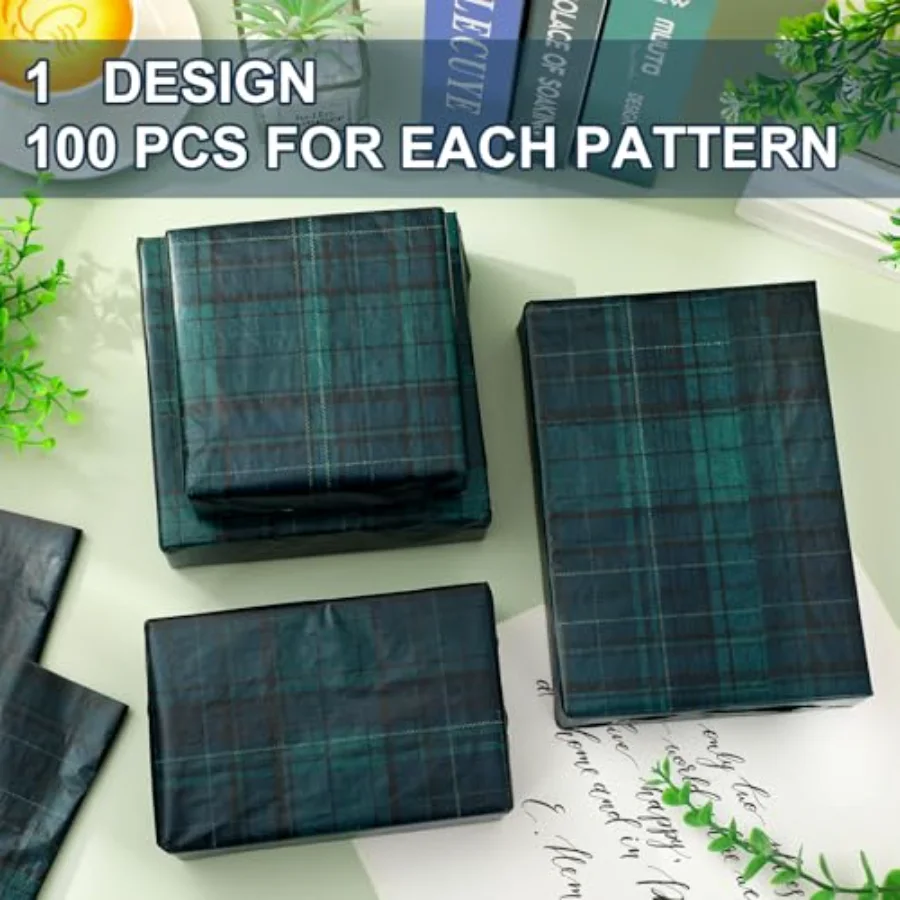 100 Sheets Tartan Plaids Tissue Paper 14 x 20 Inch Gift Wrapping Tissue, view 3