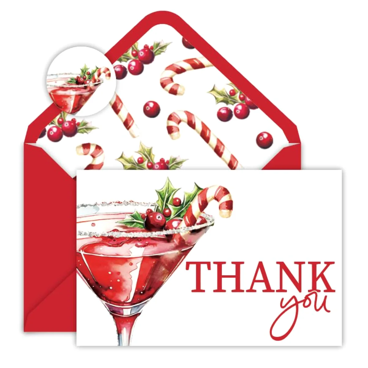 24Pcs Christmas Thank You Cards Blank Note Cards with Envelopes Stickers