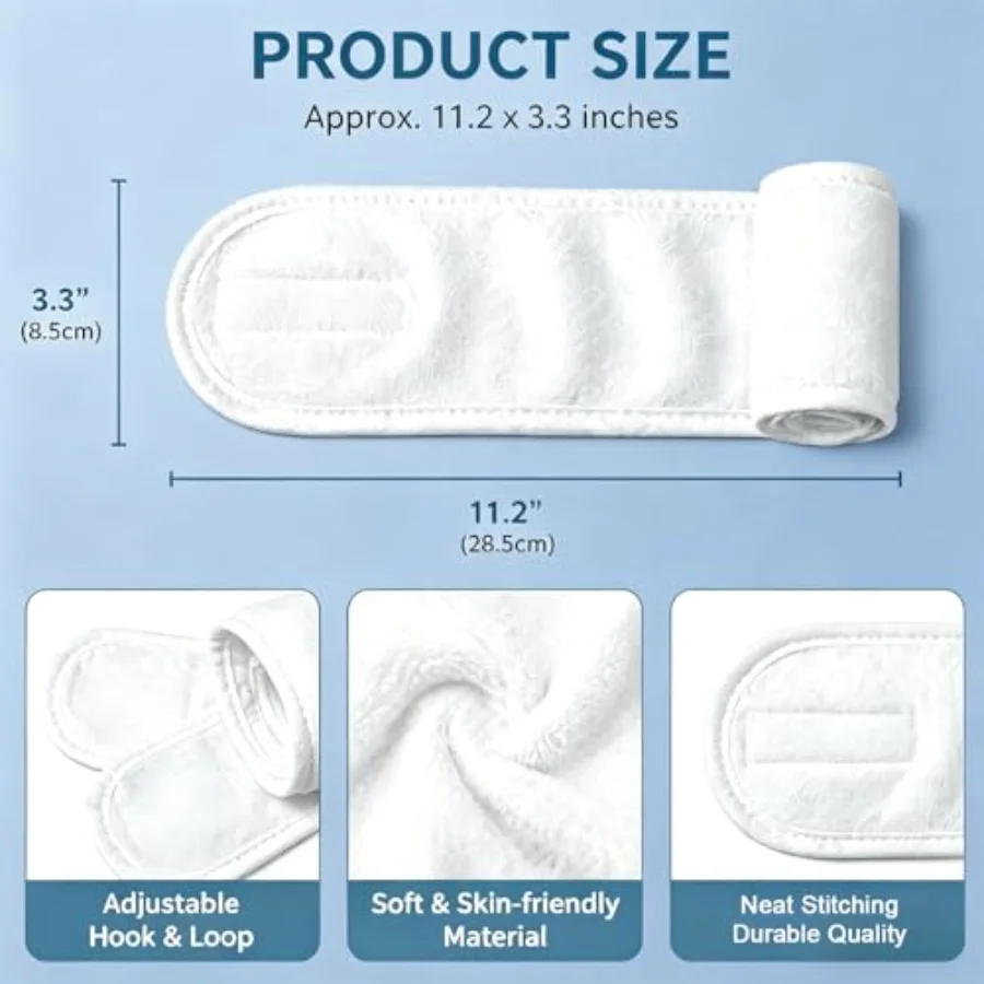 60Pcs Spa Facial Headbands Head Wrap Stretch White Cloth Hair Bands for, view 2