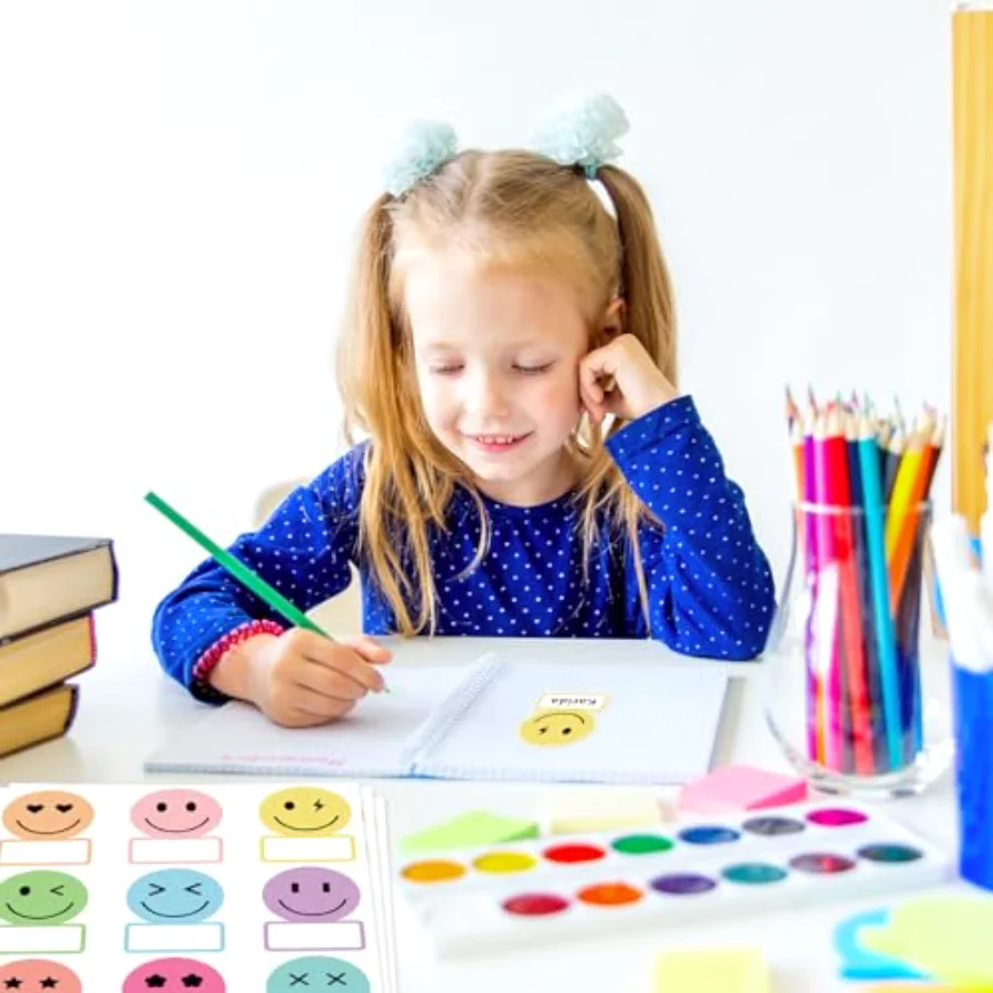 135Pcs Pastel Smile Face Name Tag Stickers 9 Designs Nameplate Decals Cute, view 4