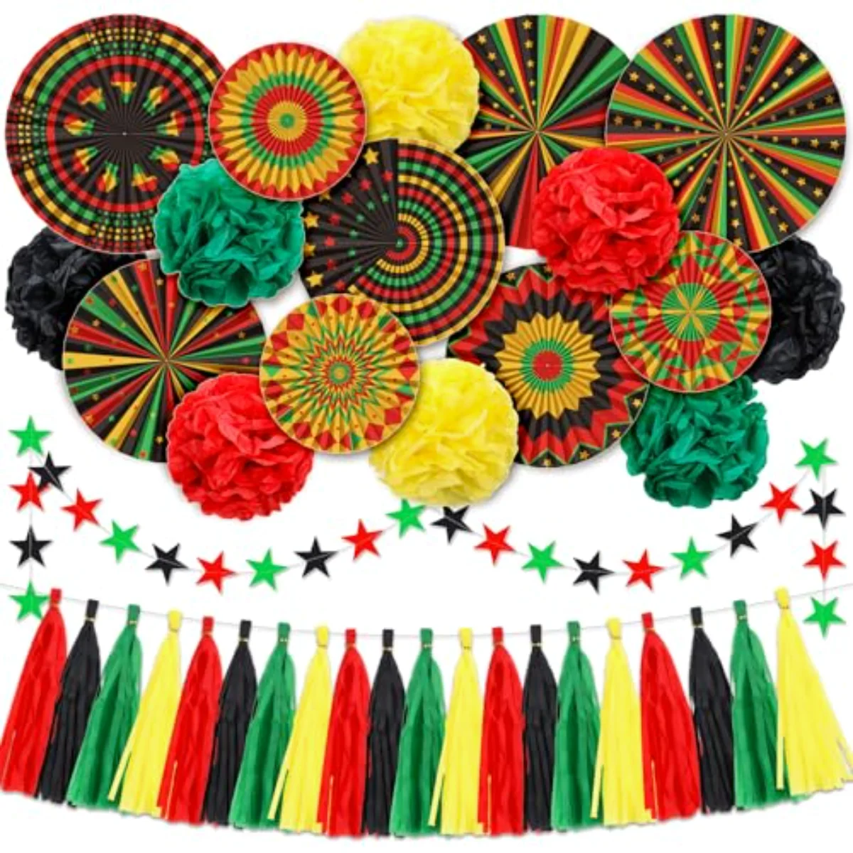 38 Pcs Juneteenth Party Decoration Set Black History Month Hanging Paper