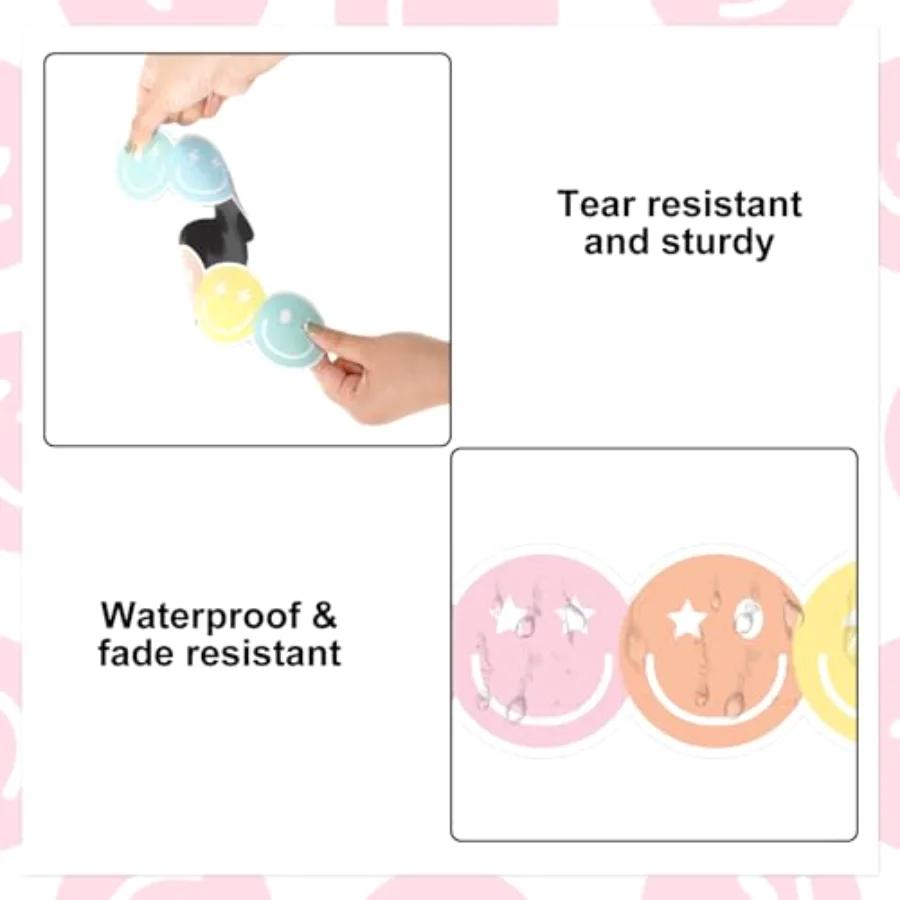 24 Pcs Preppy Happy Face Magnetic Bulletin Board Border Pastel Color Smile, view 3