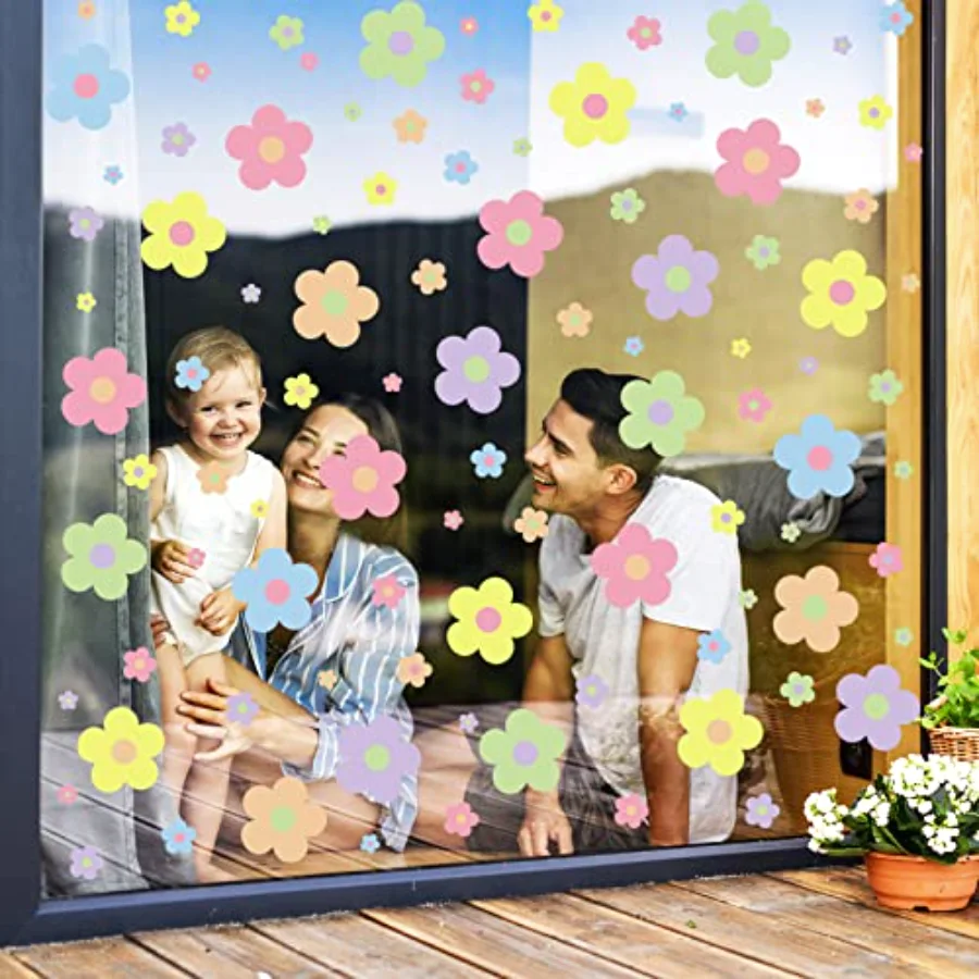 9 Sheets Spring Flowers Window Clings Back to School Colorful Flowers, view 3