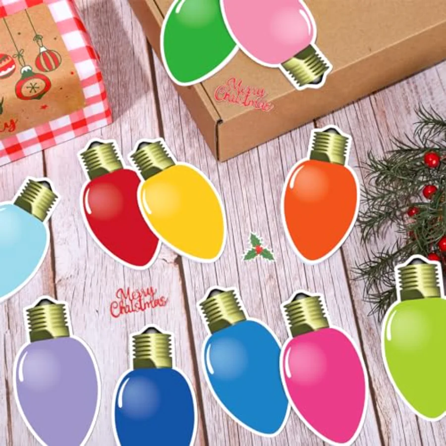 24 Pcs Christmas Sticky Note 12 Designs Colorful Xmas Bulb Shape, view 3