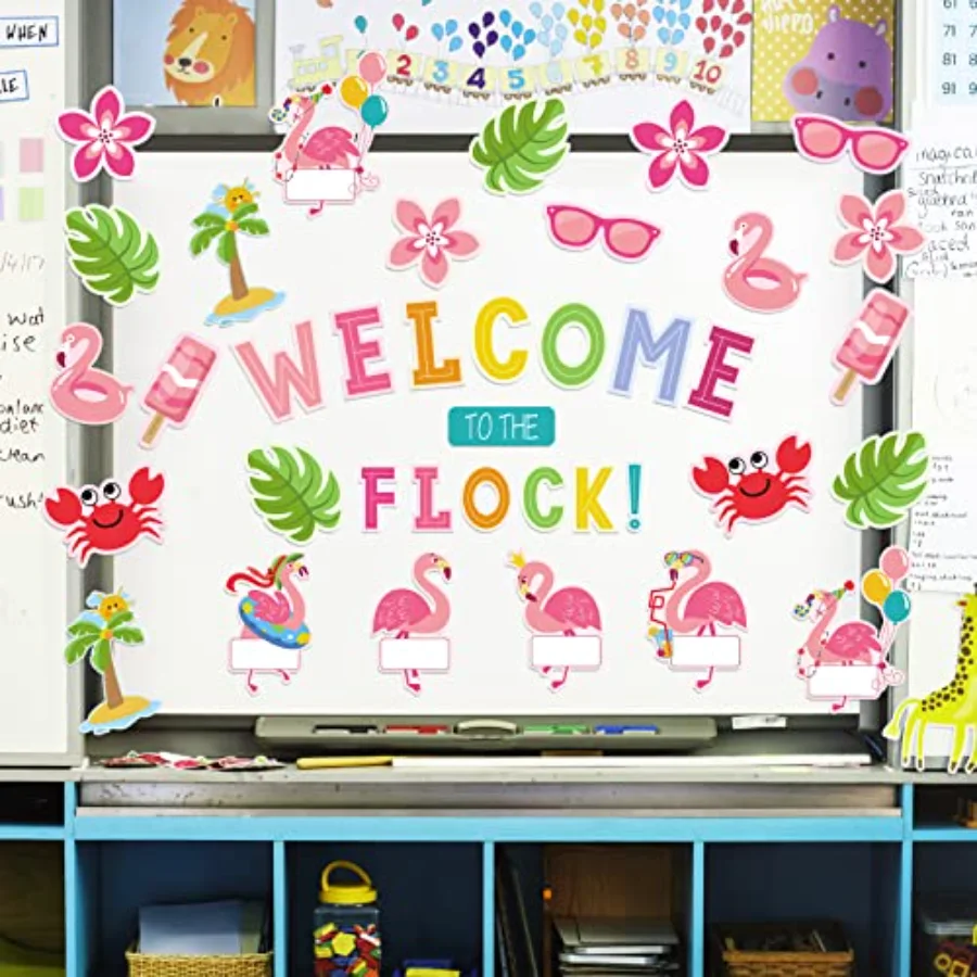 59Pcs Flamingo Bulletin Board Decor Tropical Pink Flamingo Classroom Decor, view 3