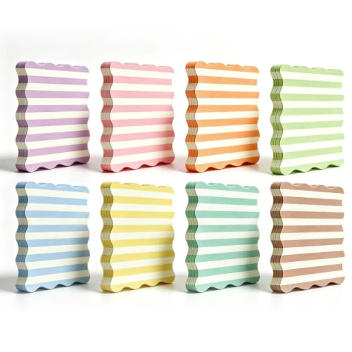 8Pcs Stripe Scalloped Sticky Notes 4 x 6 Inch Candy Color Striped Self