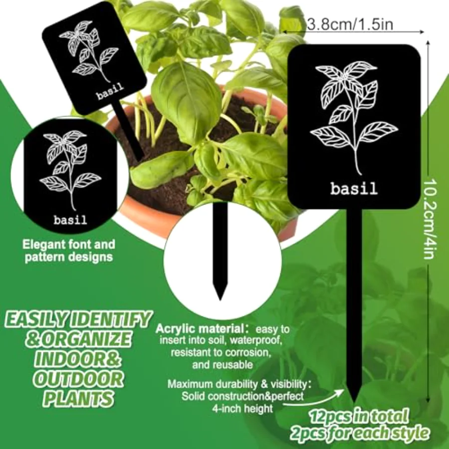 24 Pcs Acrylic Plant Label Signs Garden Herb Markers, view 2