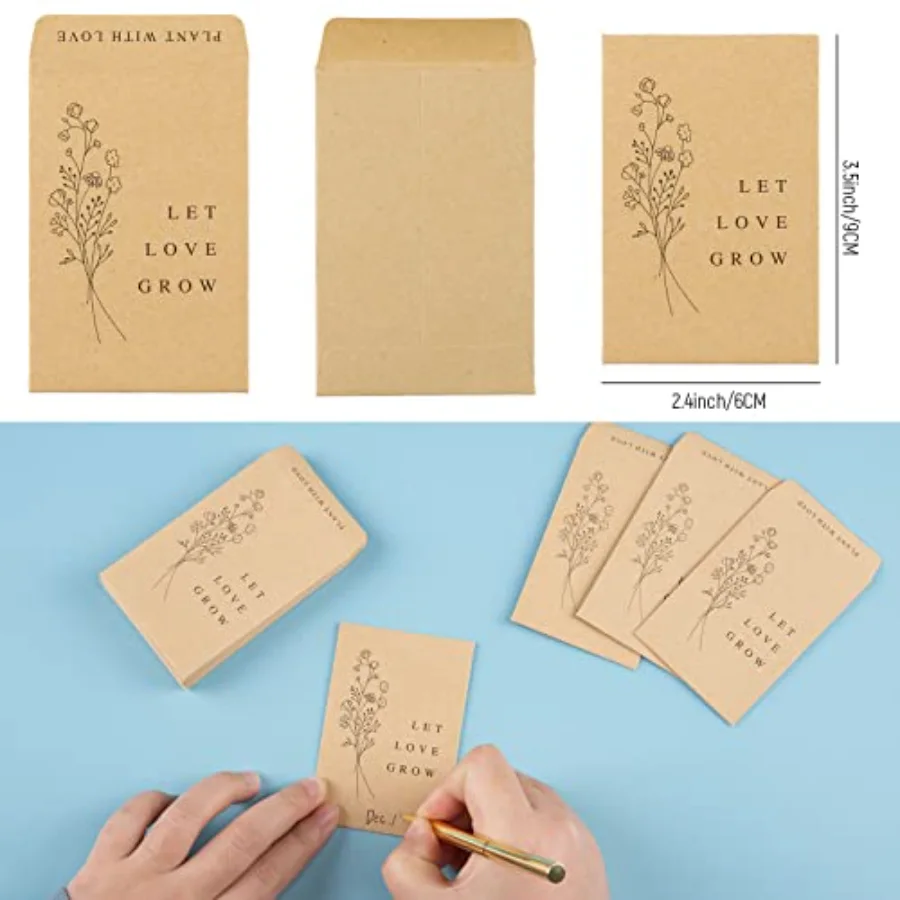 200 Pack Wedding Favor Seed Packets Spring Summer Self-Adhesive Let Love, view 4