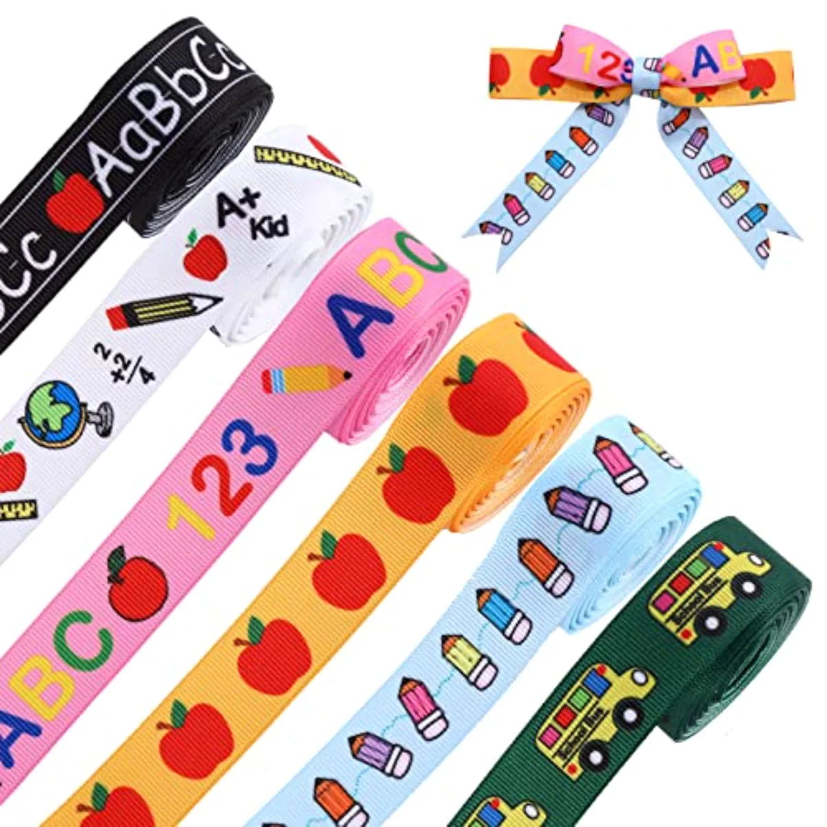 6 Rolls Back to School Grosgrain Ribbon 30 Yards School Teacher Themed