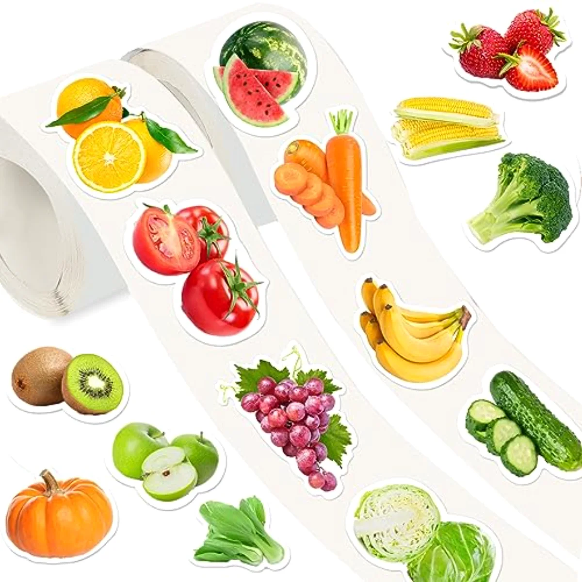 1400Pcs Fruit Vegetable Stickers 16 Design Realistic Food Stickers