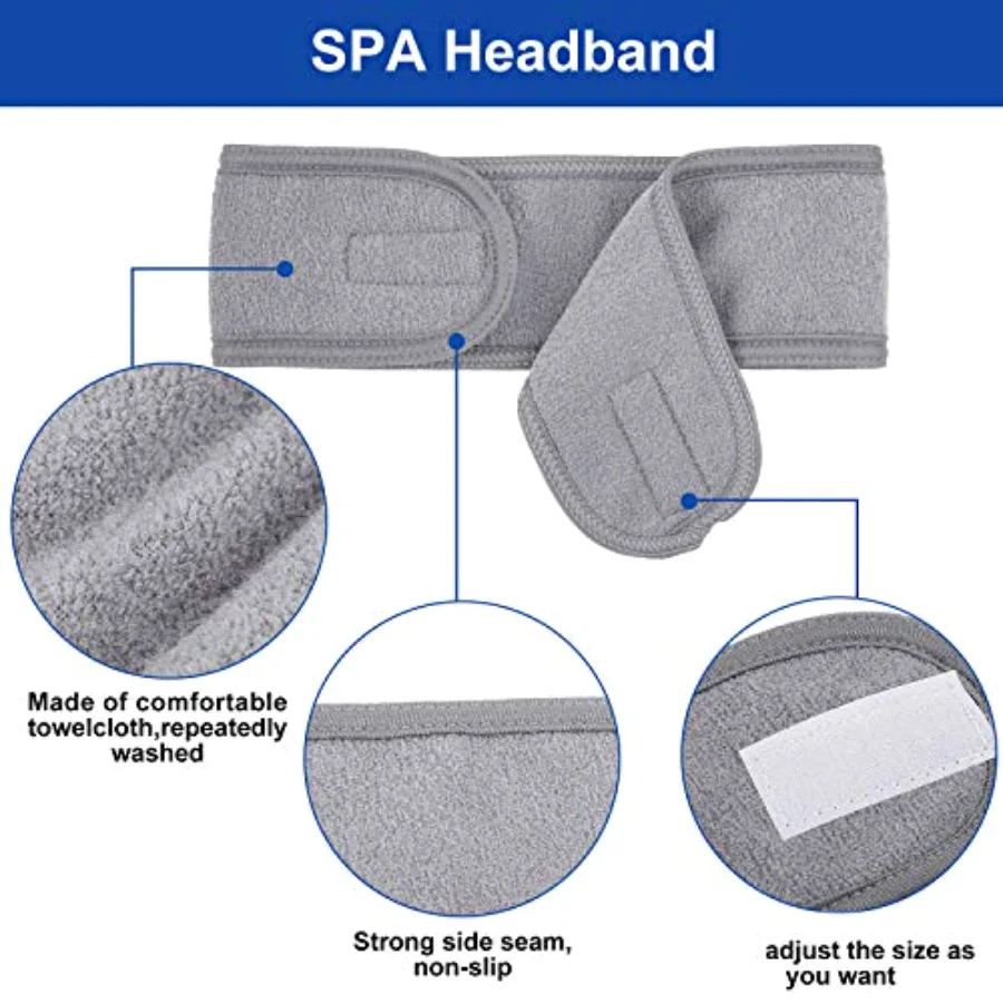 Spa Facial Headband Head Wrap Terry Cloth Headband 4 Counts Stretch Towel, view 3