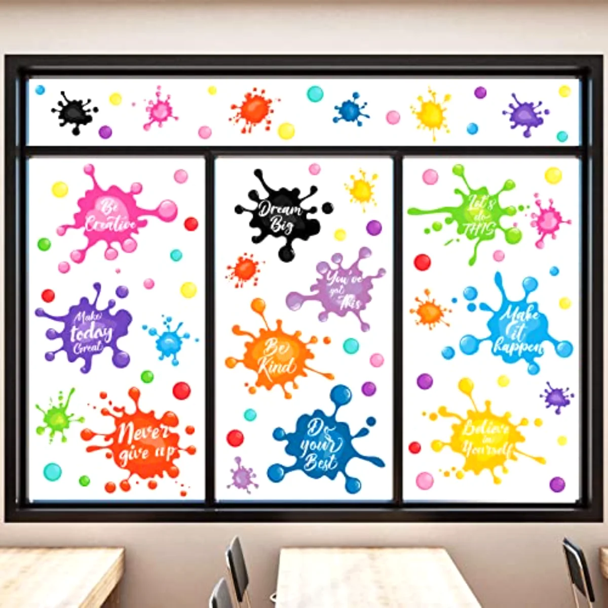 9 Sheets Back to School Inspirational Quotes Window Clings Colorful Ink
