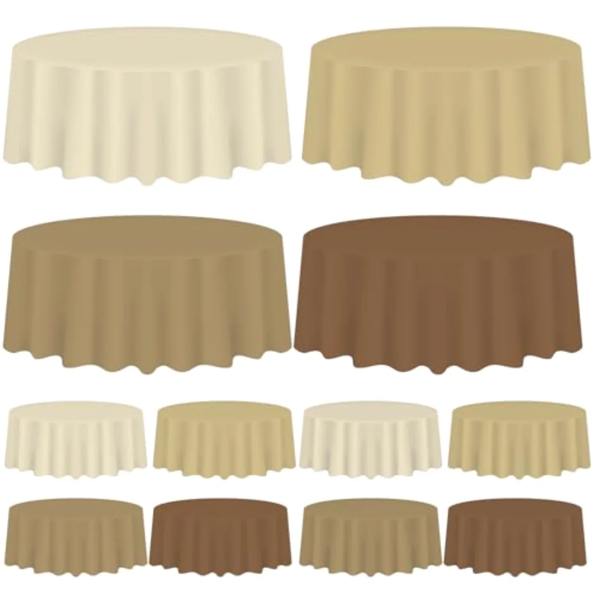 16 Pcs Brown Gradient Plastic Tablecloth 4 Colors Round Table Cover