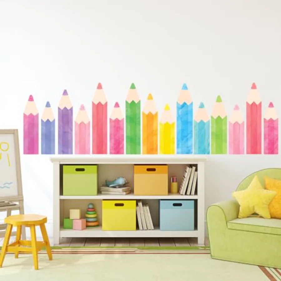 8 Sheet Pastel Pencil Wall Stickers Watercolor Macaron Color Pencil Peel, view 4
