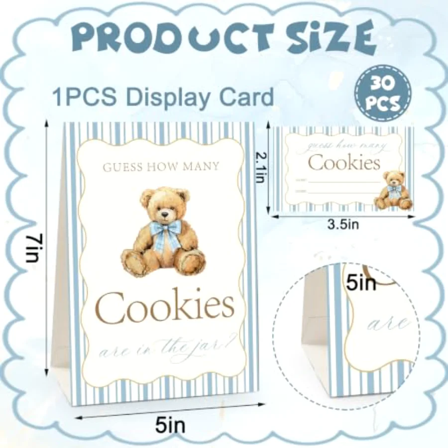 31Pcs Baby Shower Game Kit Guess How Many Cookies Game Cards with Standing, view 2