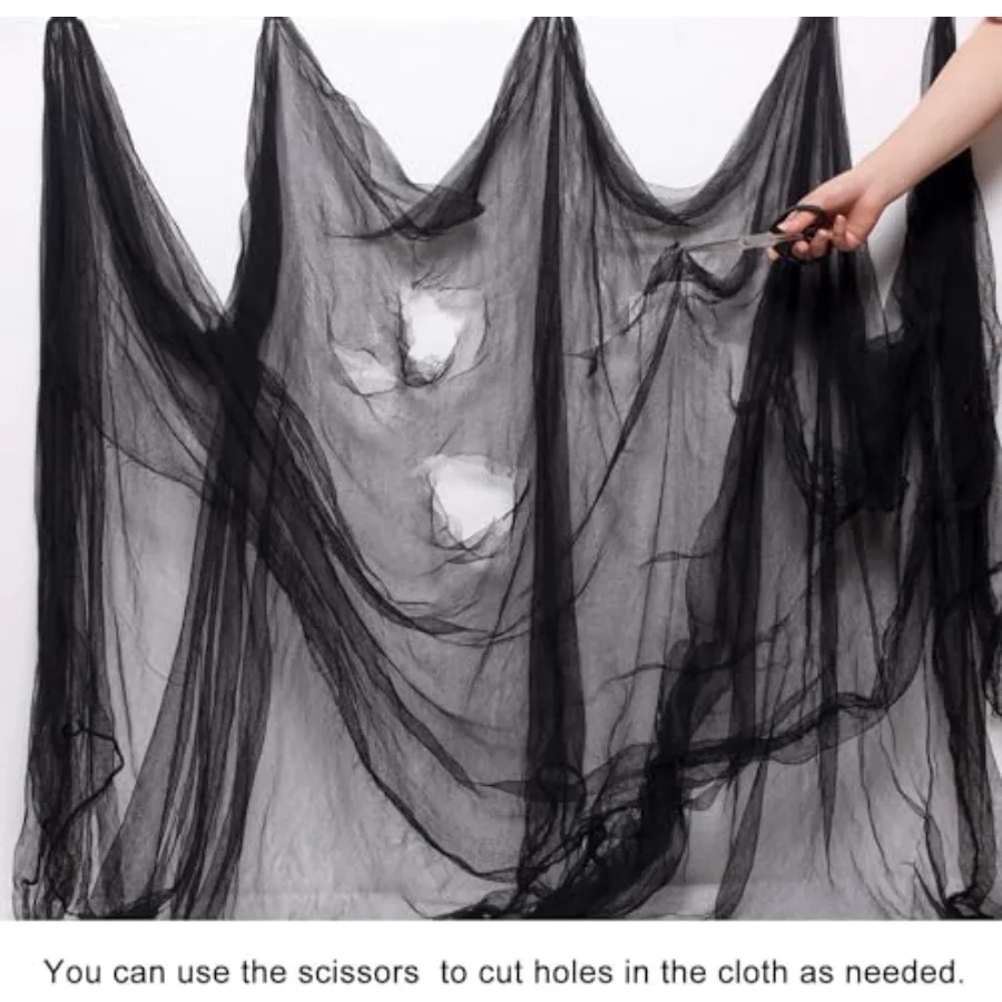 Halloween Black Creepy Cloth 197 x 87 Inch Spooky Gauze Clothes Halloween, view 4