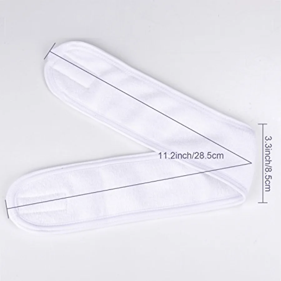 Spa Headband 4 Pcs White Makeup Hair Band Facial Head Wrap Hair Tie, view 2
