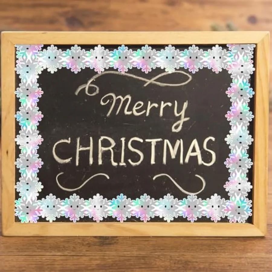 65.6ft Holographic Snowflake Bulletin Board Borders Cute Holographic, view 4