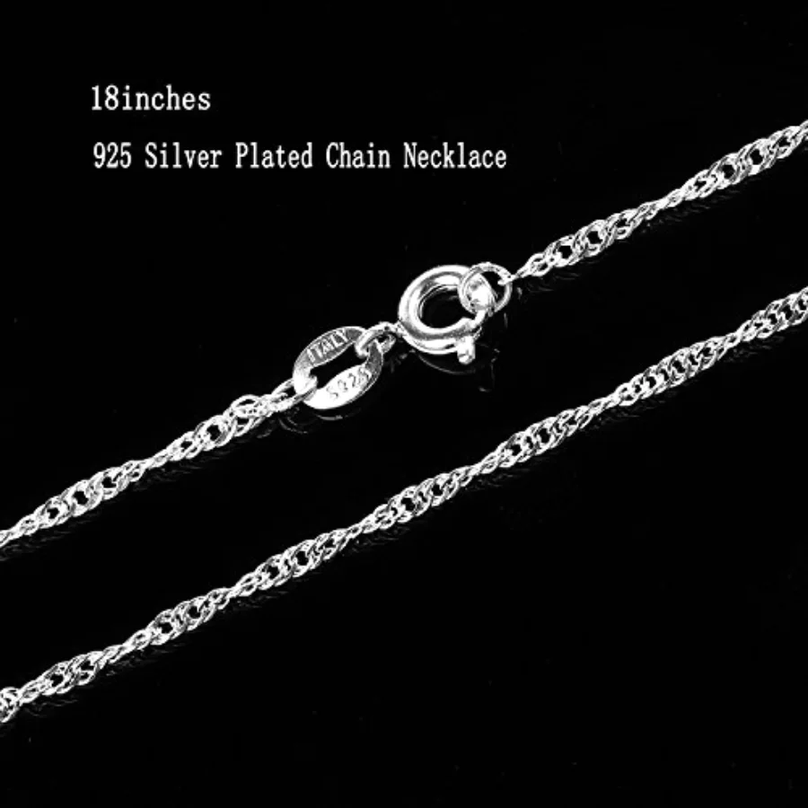 24 Pack 18'' Silver Plated Chain Necklace 925 Water Ripple Plated Necklace, view 2