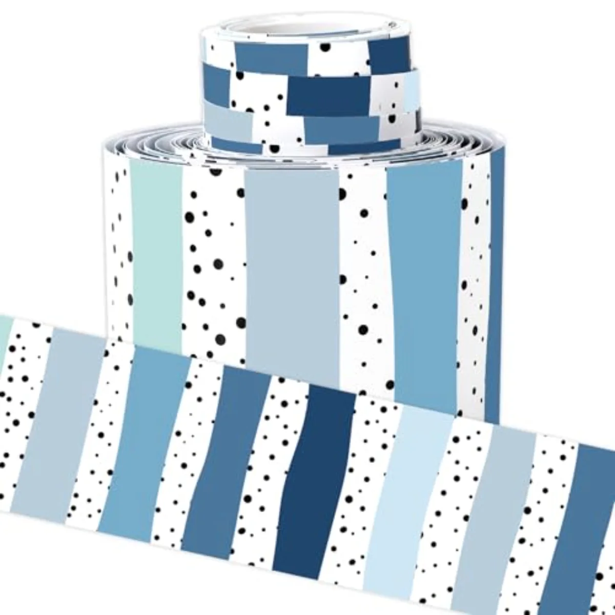 32.8Ft Summer Classroom Bulletin Board Border Dusty Blue Dot Stripe