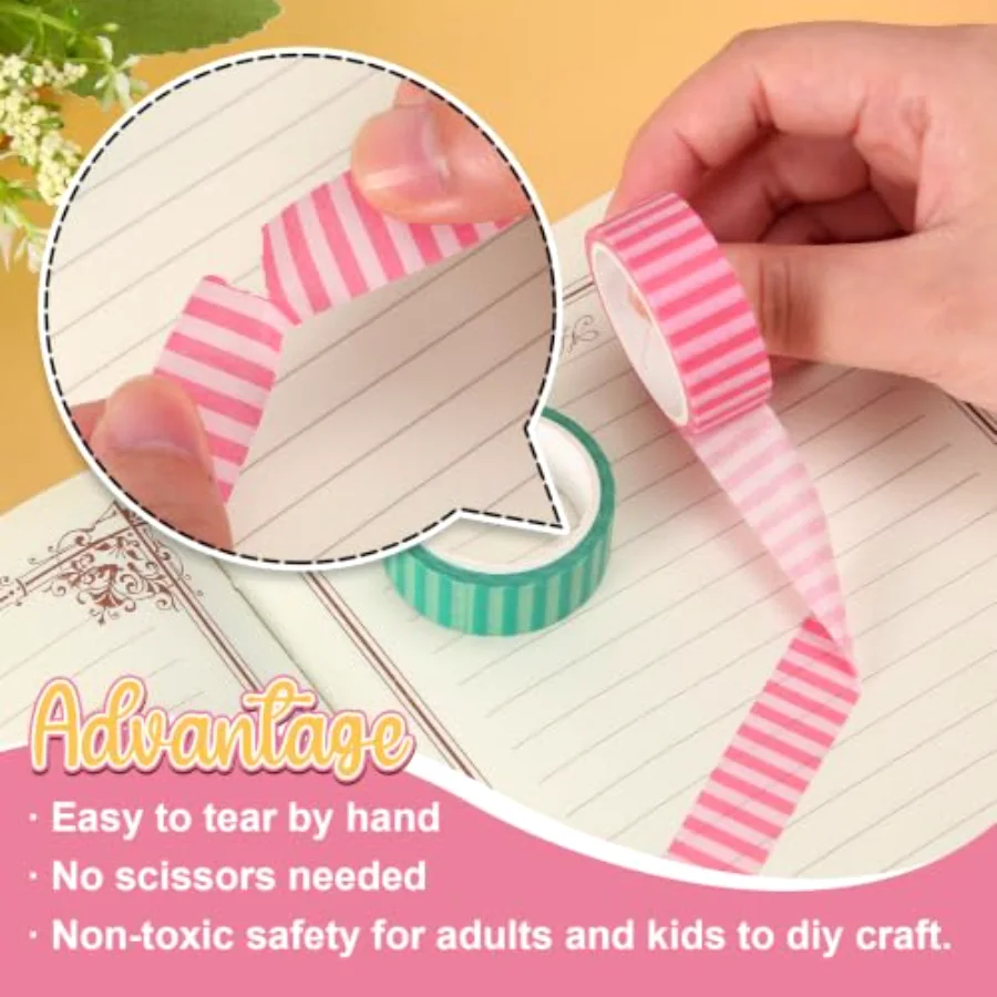 12 Rolls Striped Washi Tape Masking Tape Set, view 3