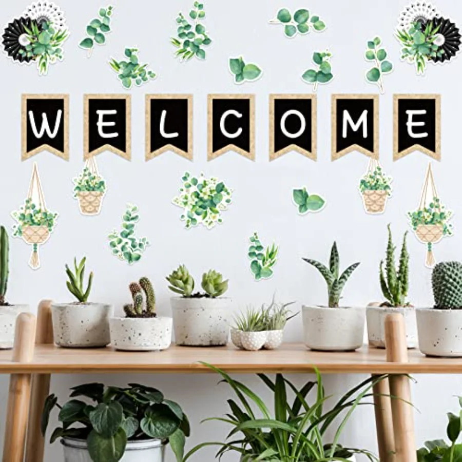 29 Pieces Eucalyptus Bulletin Board Set Welcome Banner Simply Boho, view 4