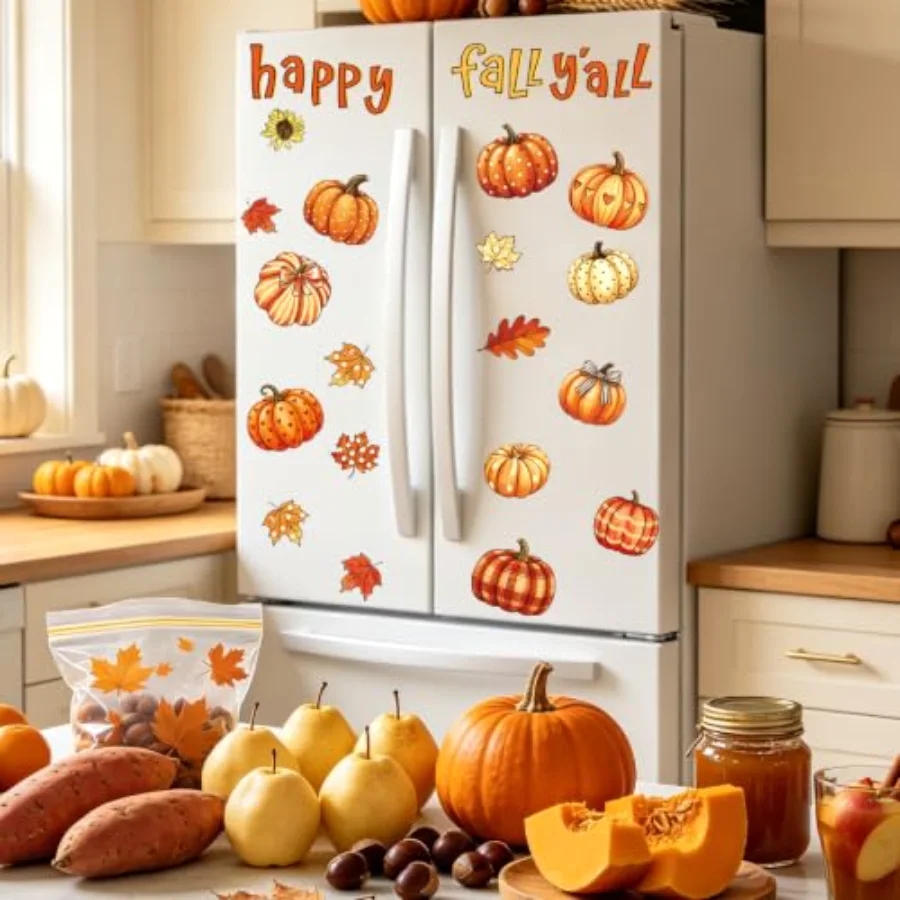21 Pcs Happy Fall Y'all Refrigerator Magnets Pumpkin Sunflower Maple Leaf, view 4